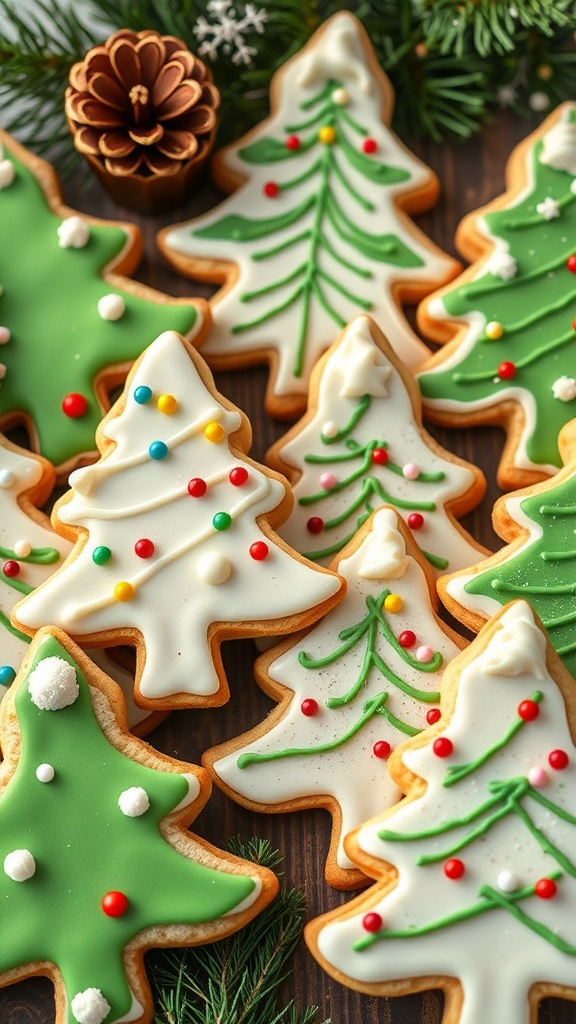 Decorated Christmas tree sugar cookies
