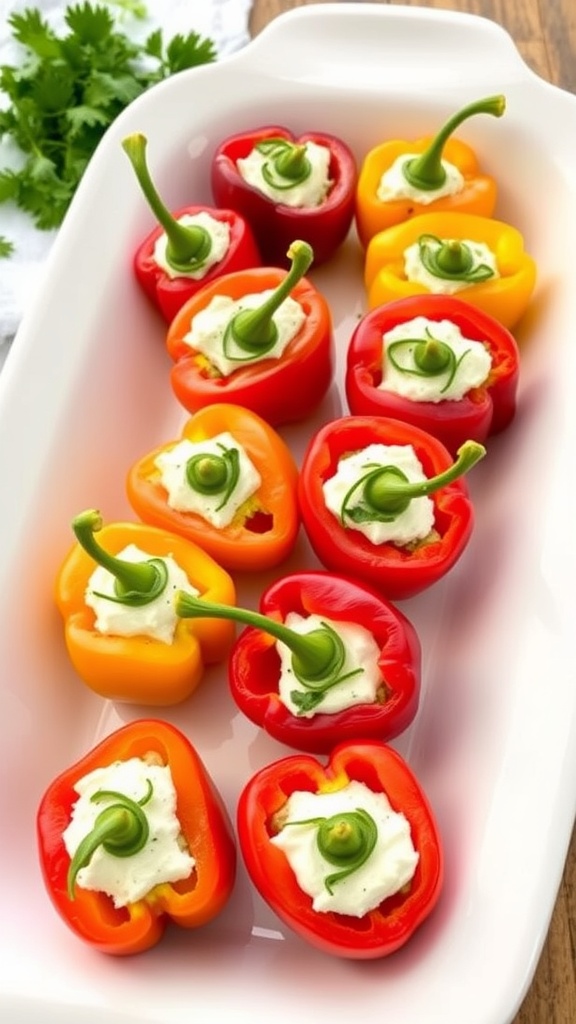 Stuffed mini peppers filled with cream cheese and herbs